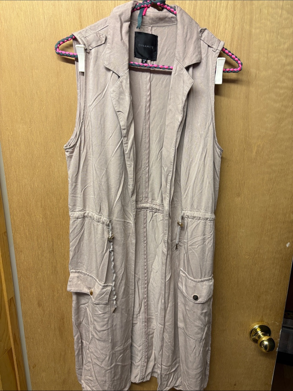 Dynamite Long Sleeveless Utility Vest in Mauve